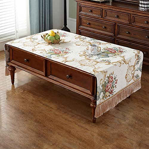 SCJSHU Toalla de Mesa de café para Sala de Estar,Mantel de Chenilla de Estilo Europeo con Borla,Soporte de TV,Toalla de Cubierta de mesita de Noche Cover