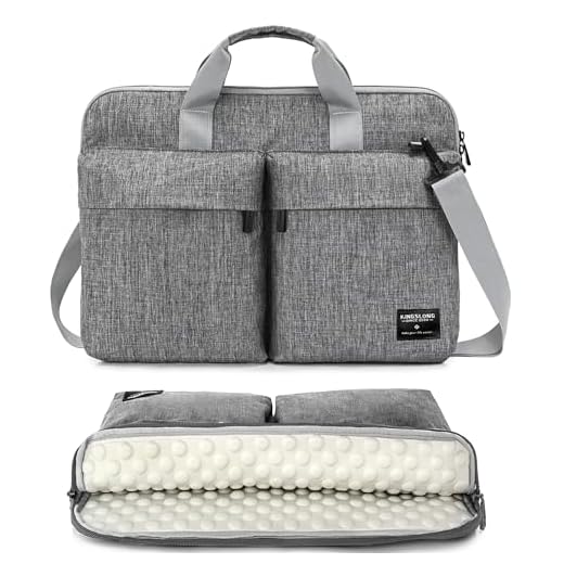 KINGSLONG 17 17.3 inch Laptop Bag Carrying Sleeve Case with Shoulder Strap, Slim Lightweight Handbag Cover for Men Women Fit for Acer Asus Lenovo HP Toshiba Computer Notebook Ultrabooks Gray