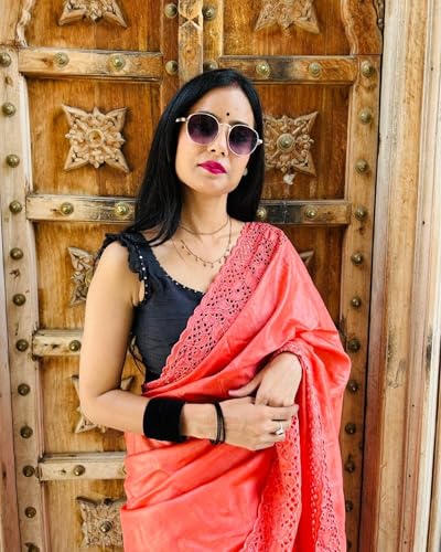 Indiehaat red tussar silk saree in tussar silk – image 2