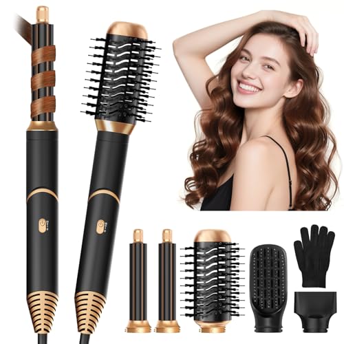 5 in 1 Hair Stylers,Magic Styler Air Styler Set with Curl Straighten,Upgraded Detachable Blow Dryer Brush,Negative Ionic Technology Hot Air Styler for All Hair Type/Length (Black)