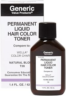 Generic Value Products T28 Natural Blonde Permanent Liquid Hair Color Toner, Cruelty Free, PPD Free, Helps Correct or Neutralize Unwanted Brassy Tones, Liquid for Quick and Easy Application, 1.4 Oz