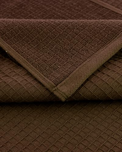 Image of Casa Copenhagen, Egyptian Cotton - Waffle Terry Towel 4 Piece 100% Cotton Large Bath Towel Set - Brown