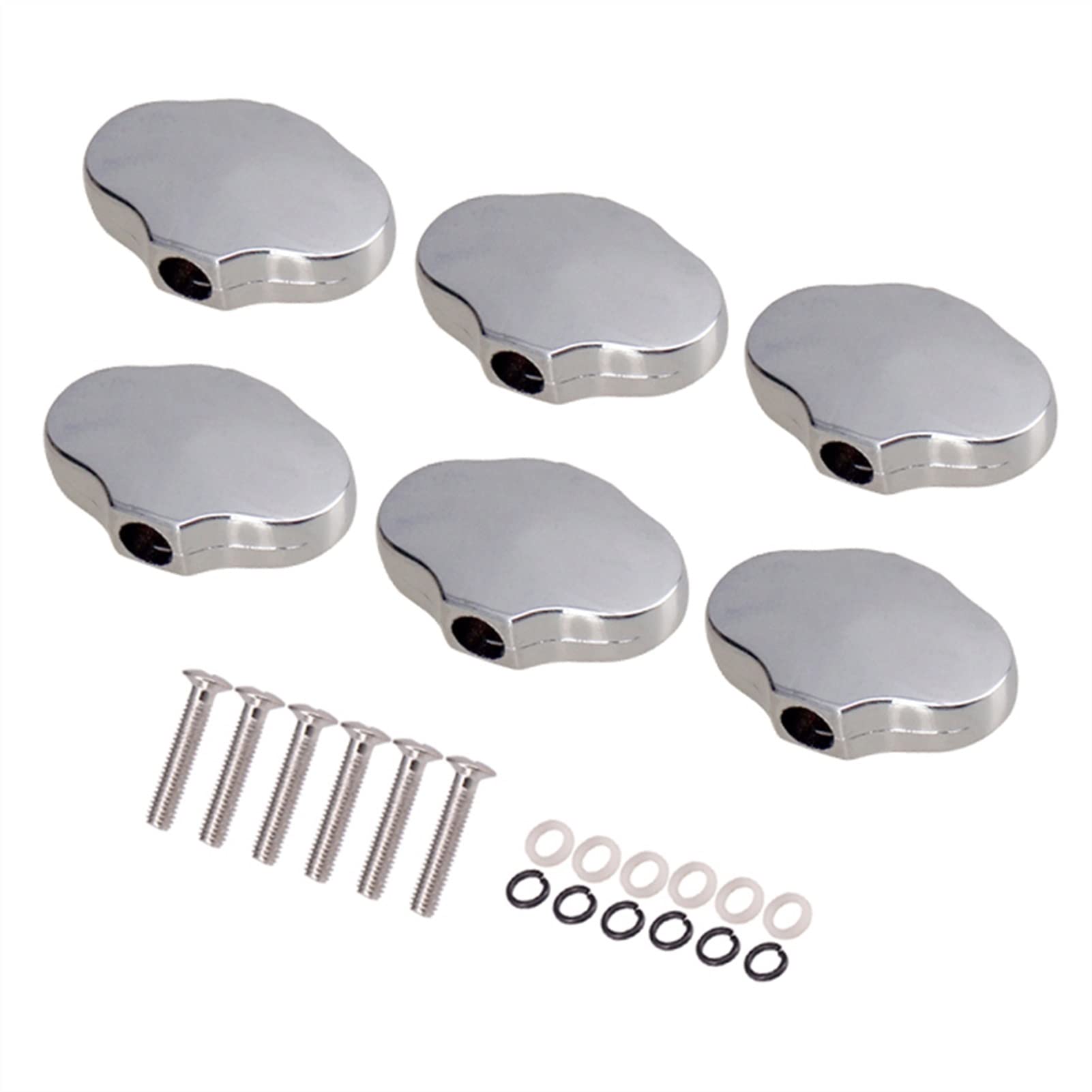 FLFL Gitarren-Mechaniken 6 Stücke Zinklegierung Guitar-Tuning-PEG-Knöpfe Mit Schrauben-Kit Für Akustische Elektrische Volksgitarren (Color : Silver)