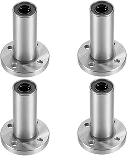 Linear Ball Bearings, LMF10LUU 10mm Extra Long Round Flange Linear Motion Bushing Double Side Rubber Sealed for 10mm Linear Shaft CNC Machine 3D Printer 4 Pack