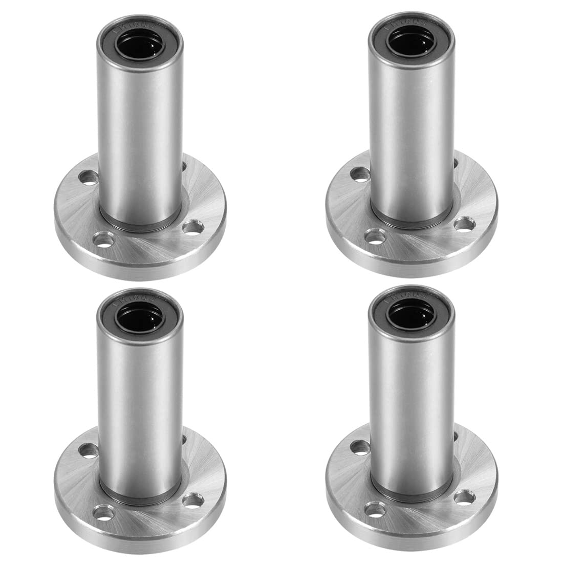 Linear Ball Bearings, LMF10LUU 10mm Extra Long Round Flange Linear Motion Bushing Double Side Rubber Sealed for 10mm Linear Shaft CNC Machine 3D Printer 4 Pack