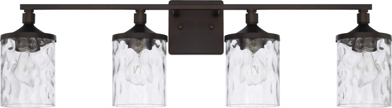 Capital Lighting128841BZ-451 Homeplace/Colton - Four Light Bathroom Vanity, Bronze Finish with Clear Water Glass