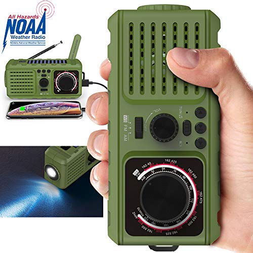 Emergency Radio, NOAA Weather Solar Hand Crank Portable Radio with AM/FM 2200mAh Power