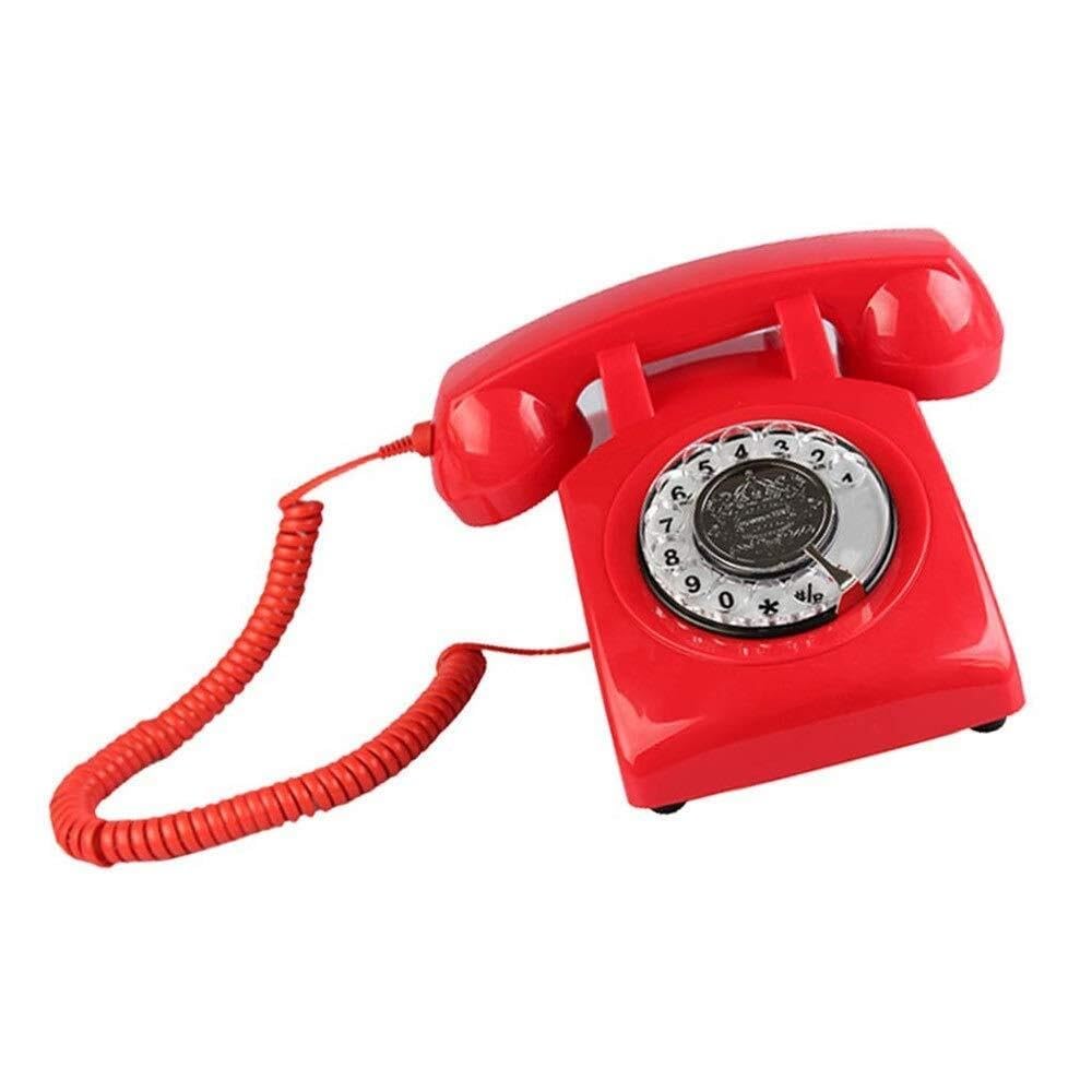 Telefon Stacjonarny Do Domu, Europejski Telefon W Stylu Antycznym, Telefony Z Tarczą Obrotową, Telefon Stacjonarny W Stylu Retro, Telefon Przewodowy Do Domu I Wystro,Red-13.2x14x22cm