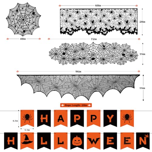 Colovis Decorations Indoor Set, 38PCS Desk Decorations for Indoor, Mantel Scarf, Desk Runner, Desk Cowl, Banner, 3D Bats, Lampshade & Creepy Material for Celebration Decor - Image 3