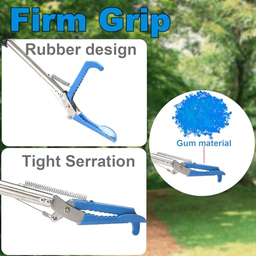 Image of Snake Tong Grabber, 65 Inch Snake Clamping Tool for Safe Snake Handling and Rattlesnake CaptureMade of stainless steel tubing sponge handles and plastic. (blue)