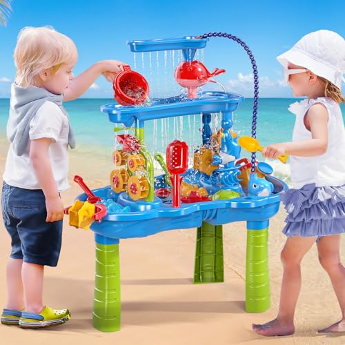 image for JUKUDAHU Water Table for Kids Ages 4-8 with Water Pumb, Summer Outdoor