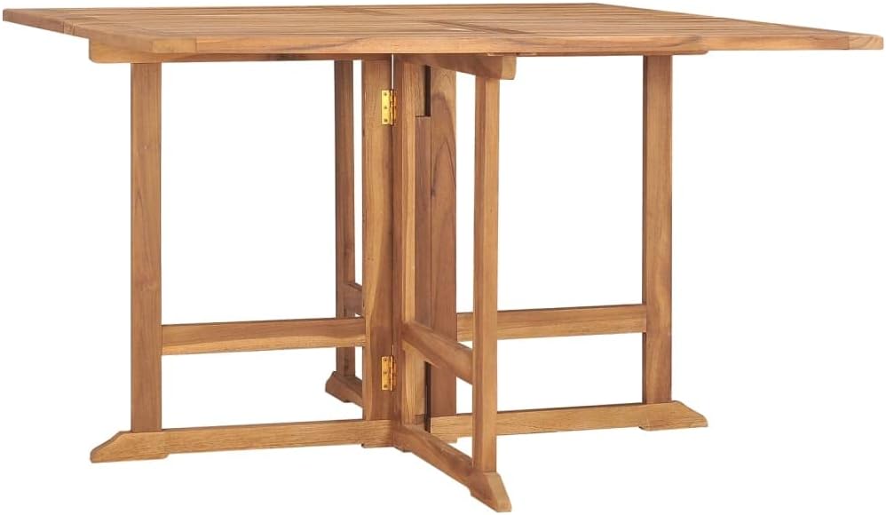 Foldable Garden Dining Table, Solid Teak Wood Square Outdoor Patio Table, 43.3x43.3x29.5 inch, Perfect for Balcony, Deck, or Indoor Use