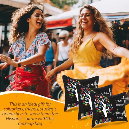 12 Pcs Hispanic Heritage Month Party Favor Gifts Bulk Makeup Bag Cosmetic Bag Spanish Hispanic Heritage Decoration Portable Canvas Zipper Pouch Travel Toiletry Organizer for Woman Teacher2