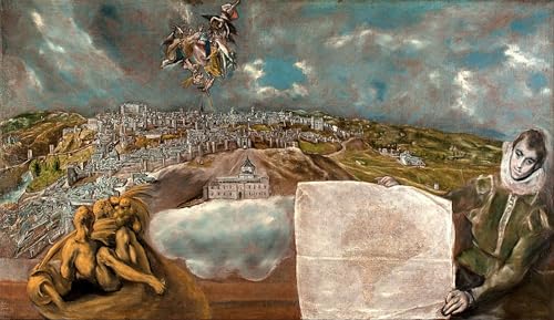 Peinture El Greco Vue de Tolède pour Habiller un Grand Mur Vide de Salon 60x90
