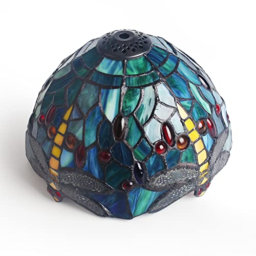 Image of 8'' Stained Glass Table Lamp, Vintage Desk Bedside Night Light