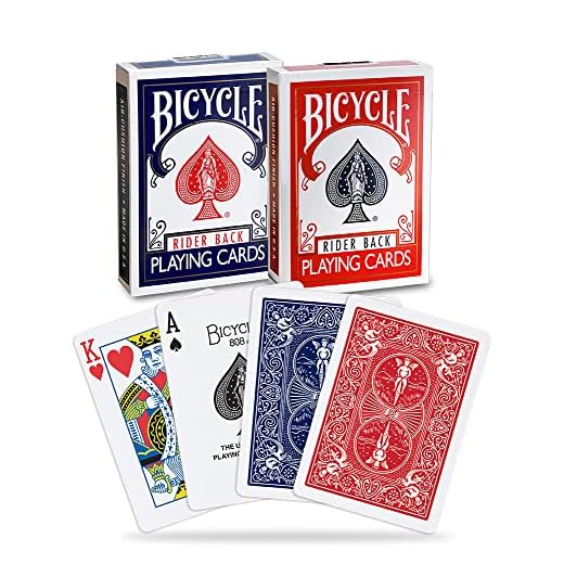 Bicycle Rider Back Playing Cards, Standard Poker Size Deck of Cards, Red & Blue (2 Pack), Classic Cards for Poker, Blackjack, Family Game Night & Card Games, Fun for All Ages