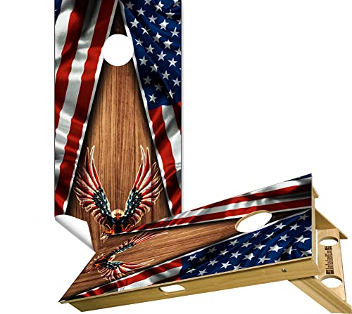 Beerpongtoss American Eagle Cornhole Board Wraps Cornhole Decals and Wraps for Boards (Set of 2) Cornhole Skins for Boards (Cornhole Wraps Only)