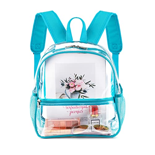Image of Fomaris Clear Backpack Stadium Approved 12x6x12 - Clear Bag with Reinforced Straps, Durable PVC for Stadium Events, Sports, Festivals, Concerts, Games, Women & Men - Turquoise /Teal