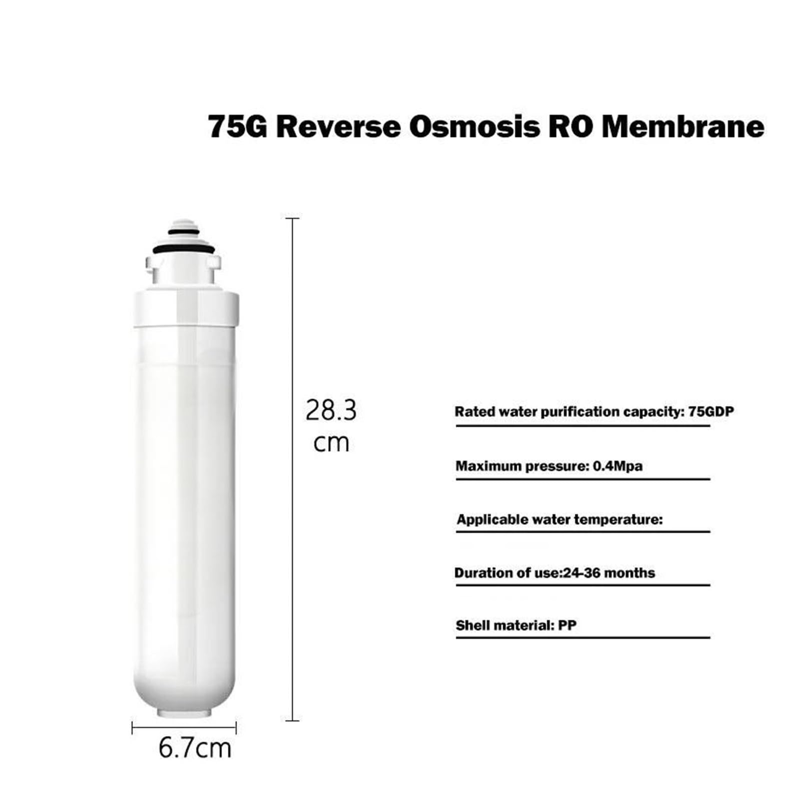 Lot de 2 cartouches purification d'eau en coton PP, charbon actif, membrane d'osmose inverse, accessoires Installation facile(RO reverse osmosis)