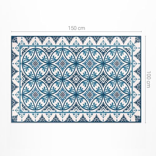Tapis d'extérieur terrasse jardin PVC rectangulaire résistant décoloration - 4