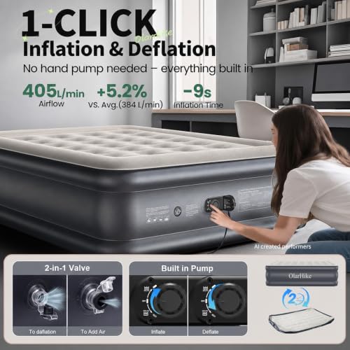 Image of OlarHike Air Mattress Full with Built in Pump, 18 inch H Inflatable Bed, 600lb