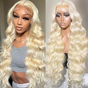 Alimubi hair 613 13×6 Lace Front Wig Human Hair 200 Density 613 Lace Front Wig Human Hair Body Wave 613 HD Lace Frontal Wig (26 Inch)