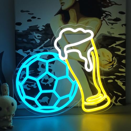 Image of Soccer Beer Neon Sign for Bar Wall Decor