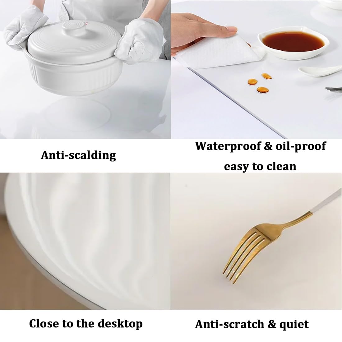 Plastica Rotondo Tovaglia Trasparente per Tavolo da Pranzo Copritavolo Protezione per scrivania Spessore 1mm Impermeabile Sottomano da Scrivania 45/50/60/80/120cm(155cm/61in)