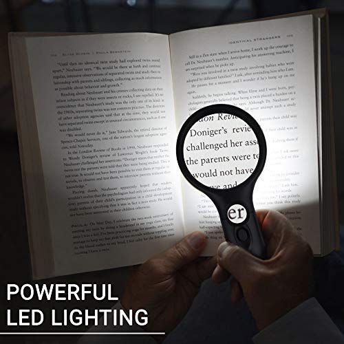 Seezoom Lighted Magnifying Glass 3X 45X Magnifier Lens - Handheld Magnifying Glass With Light For Reading Small Prints, Map, Coins And Jewelry - Led Magnifying Glass #TOP2