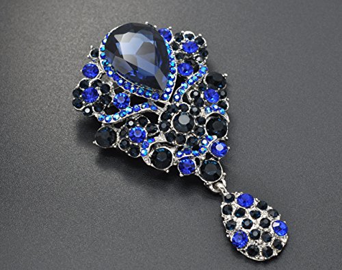 Image of Gyn&Joy Women's Austrian Crystal Bouquet Flower Teardrop Large Gorgeous Brooch Pin