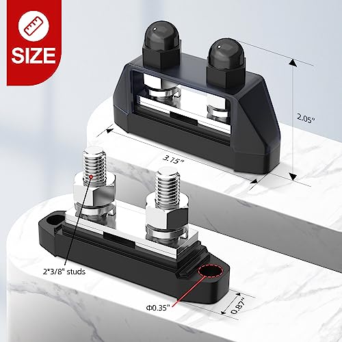 RVBOATPAT Marine Bus Bar 12V 250A Power Distribution Block 12 Volt DC Busbar 3/8" Dual Studs Battery Bus Bar for Boat Automotive Solar System by RVBOATPAT - Image 3