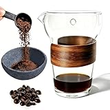 Glass Pour Over Coffee Maker Set, Drip Coffee Maker, No Paper Filters Needed, Heat-resistant Borosilicate Glass with Ceramic Coffee Filter, Easy to Clean, Ideal for Home, Office & Outdoor Camping