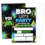 Jump Trampoline Birthday Invitation For Boys, Jumping Glow Fill-In Invites Card For Birthday Party, Neon Light Birthday Cards For Kids Teen, Bounce House Party Decoration, 20 Cards With Envelopes -03