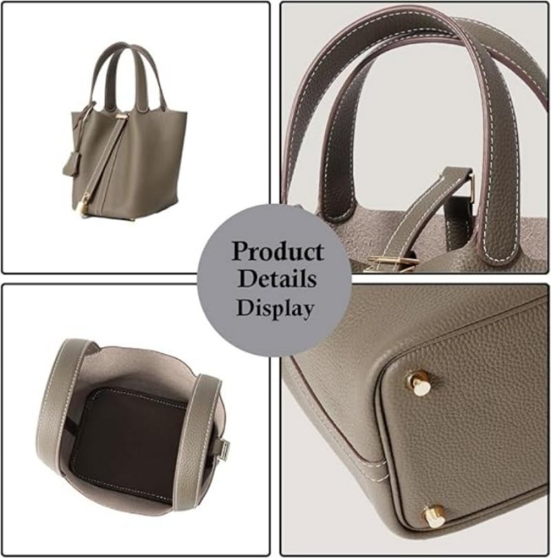 Genuine Cow Hide Leather Bucket Bag
