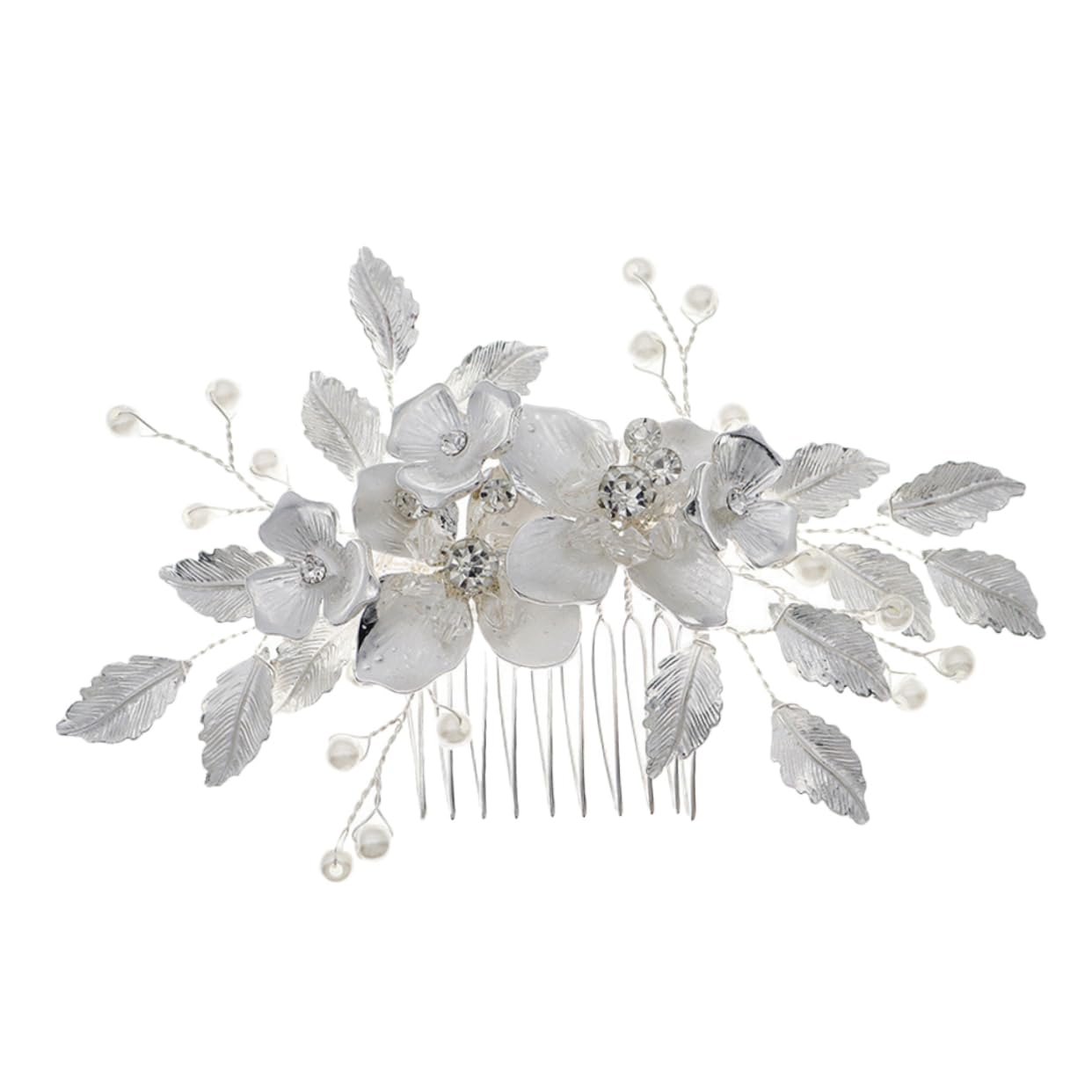 Didiseaon 3pezzi Pettinino Per Sposa Con Fiori e Foglie Eleganti Accessorio Per Da Cerimonia Nuziale Fermaglio Brillante Per Matrimonio Comodo e Facile Da Indossare Decorazione Di Per