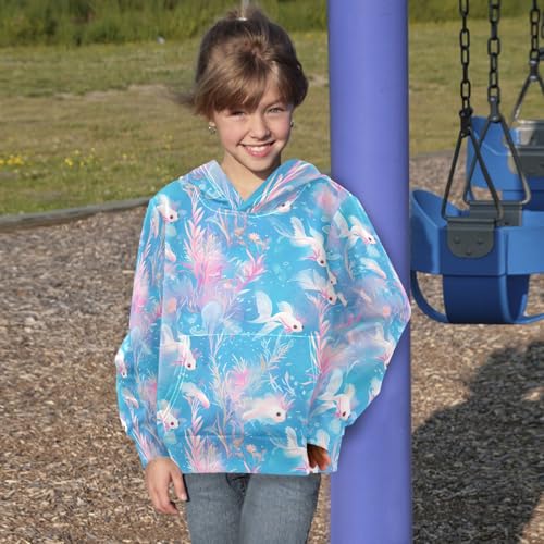 KLL Aquarium Scene Axolotl Sea Unisex Girls Boys Sweatshirt Long Sleeve Pullover Hoodies with Kangaroo Pocket4