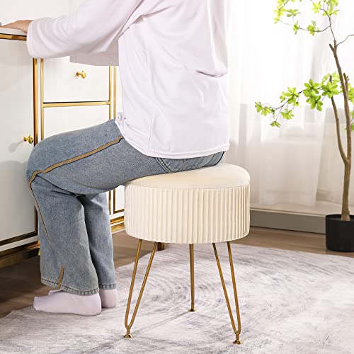 CUYOCA-Round-Storage-Ottoman-with-Tray-Vanity-Stool-with-Storage-for-Living-Room-Makeup-Room-Coffee-Table-Foot-Rest-Stool-for-Vanity-Velvet-White CUYOCA Round Storage Ottoman with Tray Vanity Stool with Storage for Living Room Makeup Room Coffee Table Foot Rest Stool for Vanity Velvet White