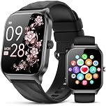 Kriutefy Smart Watch for Women Men - Answer/Make Call, Fitness Tracker Smartwatch for Android iPhone Compatible, Sleep Female Cycle, 120+ Sports Modes Step Counter (Midnight Black, 2 Straps)