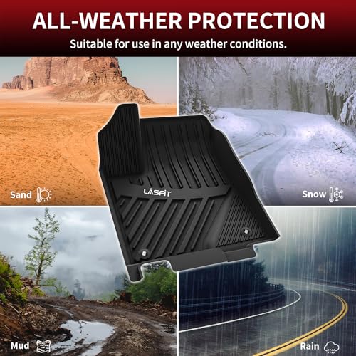 Image of LASFIT Floor Mats for Toyota Highlander 2014-2019 (Not for Hybrid) All Weather Custom Fit Floor Liner for Highlander LE /XLE /SE /Limited /TPE Front and Rear 2 Row Car Mats,Black