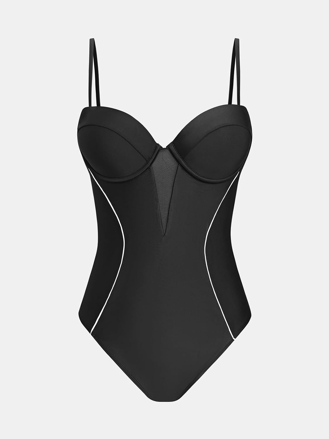 CUPSHE Women's One Piece Swimsuit Sweetheart Neck Underwire Bathing Suit Cutout Mesh Back Hook Adjustable Straps