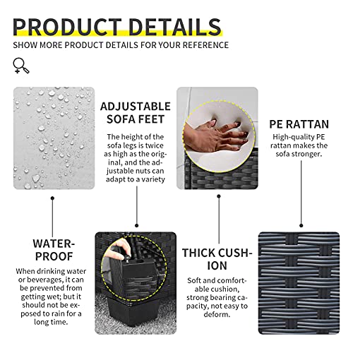 Lviden 4 Pieces Patio Pe Wicker Sofa Sets Outdoor Rattan Conversation Furniture Set Sectional Couch With Storage Table And Grey Cushions #TOP3