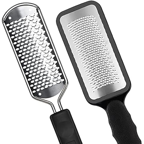 Foot Files Stainless Steel Pedicure and Dual Sided Foot File Hard Skin Remover Professional Foot Care Tool for Hard Skin and Dry Cracked Feet Scraper… (2PCS) Cover