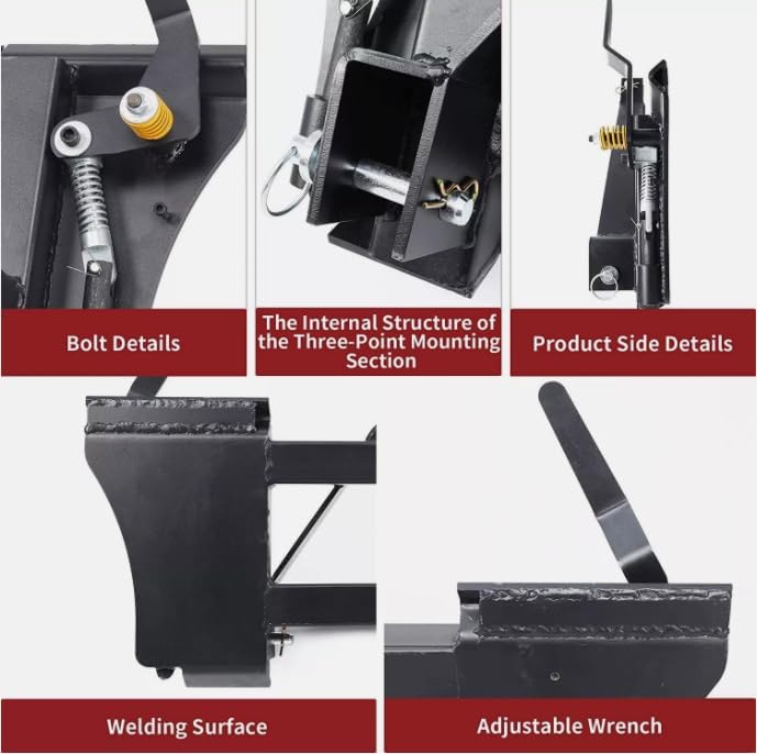 3 Point Skid Steer Quick Tach Conversion Adapter Fit 3Pt Cat 1 Tractor 2200lbs