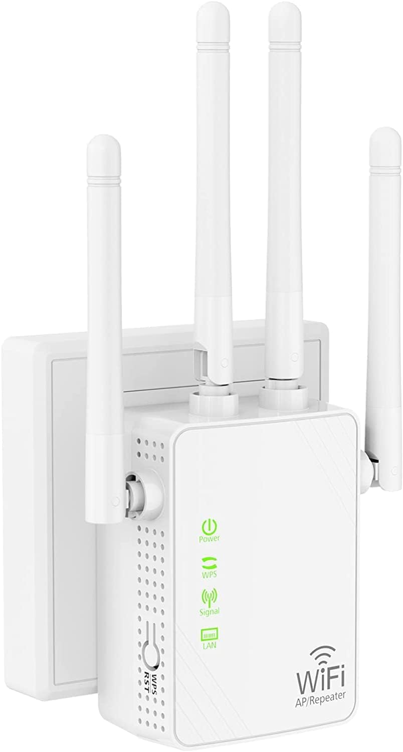 WiFi Extender Signal Booster Up to 6000sq.ft and 50+ Devices, WiFi Range Extender, Wireless Internet Repeater, Long Range Amplifier with Ethernet Port, Access Point, 1-Key Setup, Alexa Compatible