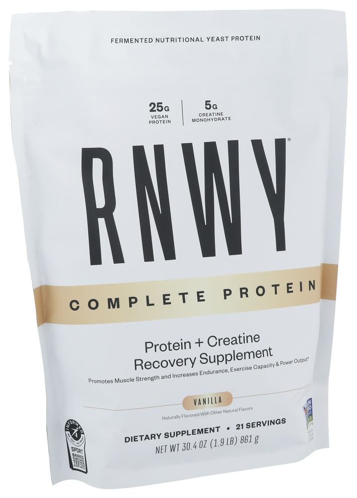 RNWY Complete Protein, 25g Yeast Protein + 5g Creatine Monohydrate, Vegan, Dairy-Free, Informed Sport Certified, Post-Workout Recovery for Endurance Athletes, Vanilla, 21 Servings — Amazon image 4