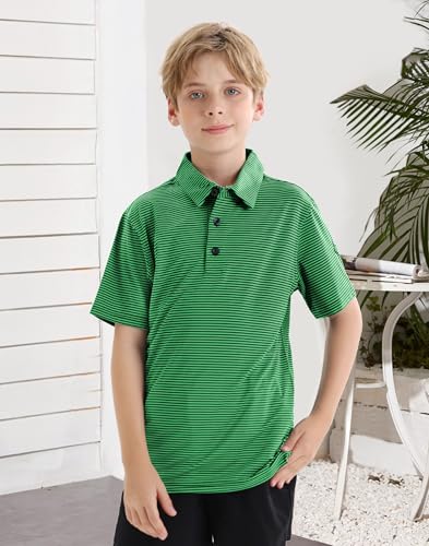 Image of Polo Shirts for Boys Golf Polo Shirt Short Sleeve Boys Performance Polo Dry Fit Stretch Collared UPF50+ Kids Golf Shirts