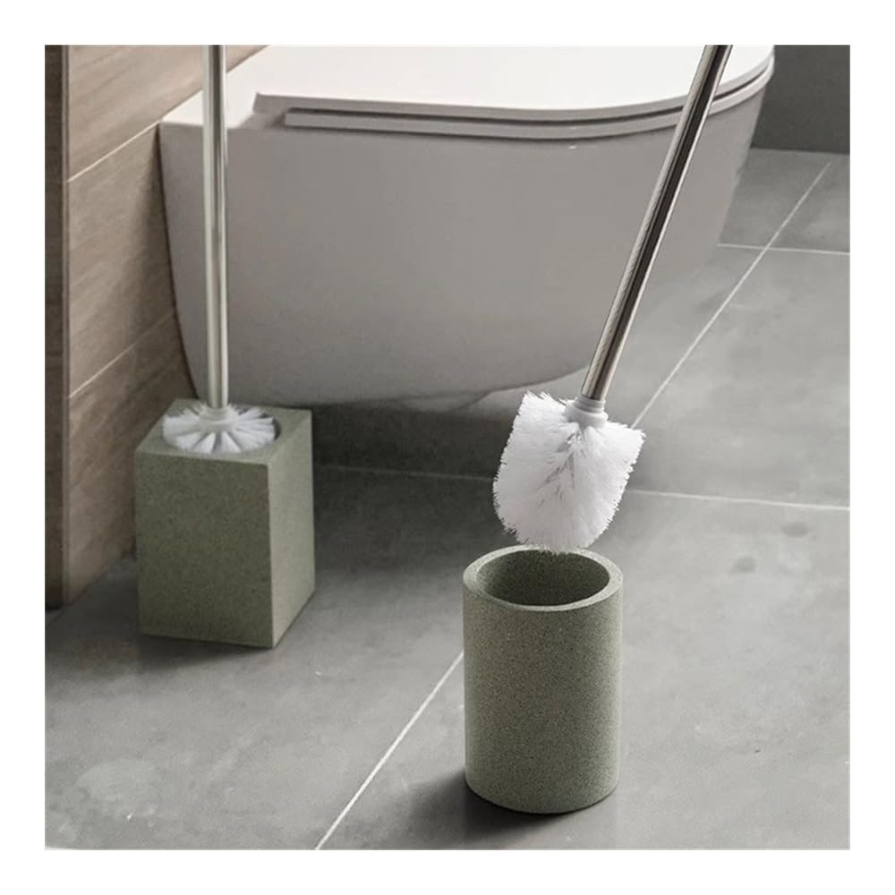 Toilettenbürsten- und Halter-Set, Toilettenbürstenhalter aus Sandstein mit abnehmbarem Edelstahl-Langgriff, Toilettenbürste, Kunstharz-Bürstenkopf, Toilettenbürste, bodenstehend, Platzsparendes Desig
