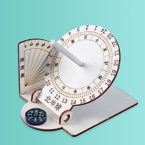 Miniatura 5 de Xfuyi Reloj De Sol Ecuatorial Modelo Científico Para Escritorio, Herramienta De Enseñanza De Geografía En Madera