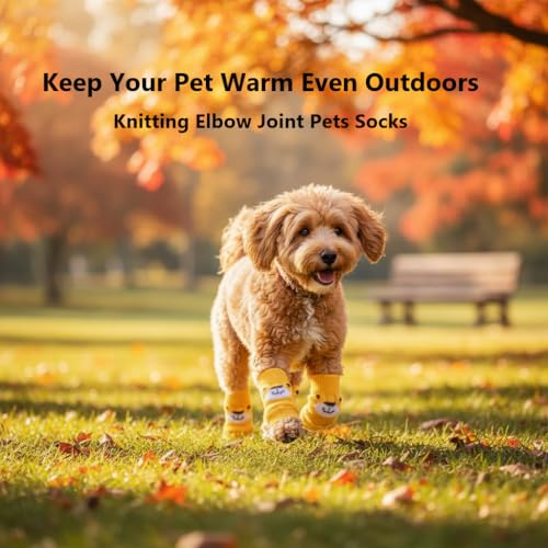 Image of 4Pcs Dog Leg Warmers for Small Dogs, Cotton Pet Leg Warmers for Dogs, Knitting Pet Elbow Protector, Cute Elbow Joint Pets Socks, S Size for Small Dog Ranging from 4-7 Weeks