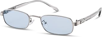 COASION Rimless Rectangle Sunglasses Men Women | Retro 80s 90s, Y2K Fashion Metal Frameless Shades, UV400 Protection